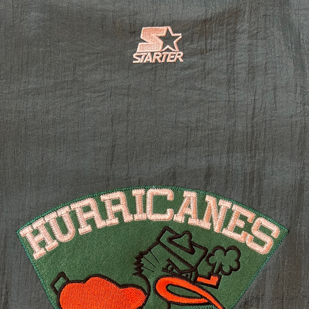 Rare Vintage Starter Miami Hurricanes 1/4 Zip Puffer Jacket - Picture 8 of 9